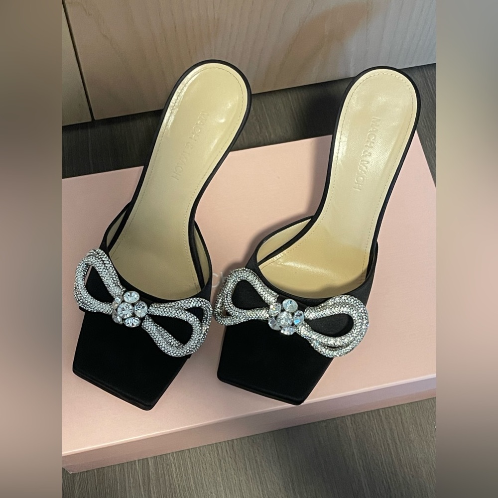 MACH & MACH Black Heels with Silver Embellishments - Picture 4 of 9